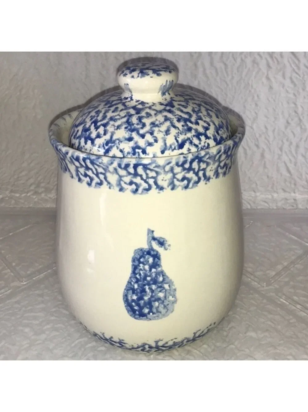 TIENSHAN Sponge Blue Heart Medium Canister & Lid